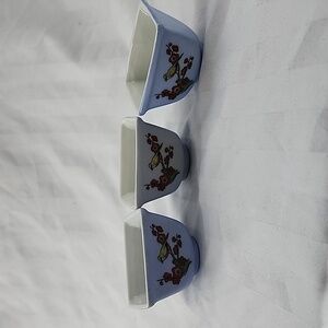 Vintage Blue Sake or Sauce Cups Made in China Yellow Birds